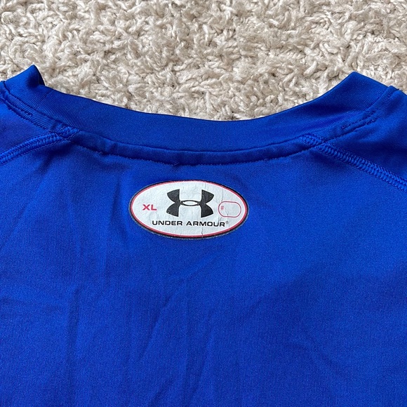 EUC Men’s Under Armour Loose Blue Basketball HeatGear Short Sleeve Shirt Size XL - Picture 6 of 7